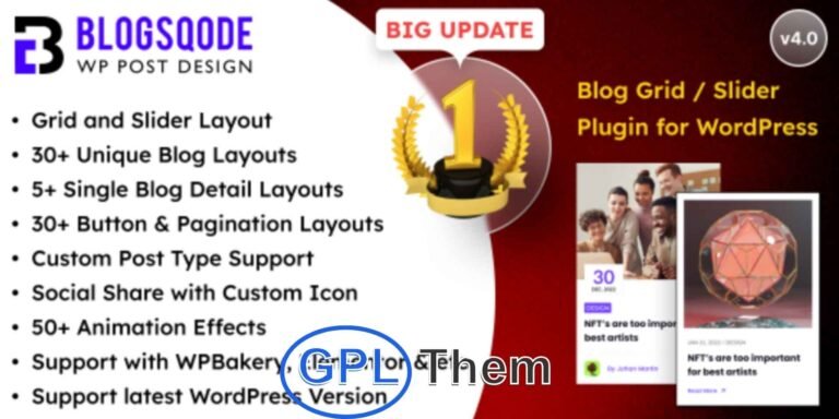 Blogsqode – Modern Blog Layouts & News Post Design Plugin for WordPress Blogsqode is a powerful and beginner-friendly WordPress plugin designed to enhance the appearance of your blog and news post layouts. Ideal for bloggers, marketers, and developers alike, this plugin helps you create stunning, professional-looking blog sections without writing a single line of code.