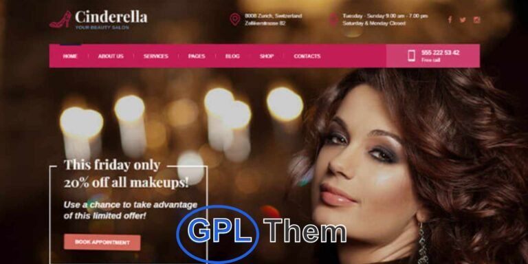 Cinderella – WordPress Theme for Beauty, Hair & Spa Salons Cinderella is a beautifully designed WordPress theme crafted specifically for small businesses in the beauty industry, including hair salons, spas, massage centers, and wellness studios. Whether you're running a single local salon or managing a chain of multiple locations, Cinderella offers the perfect solution to build a stunning online presence.