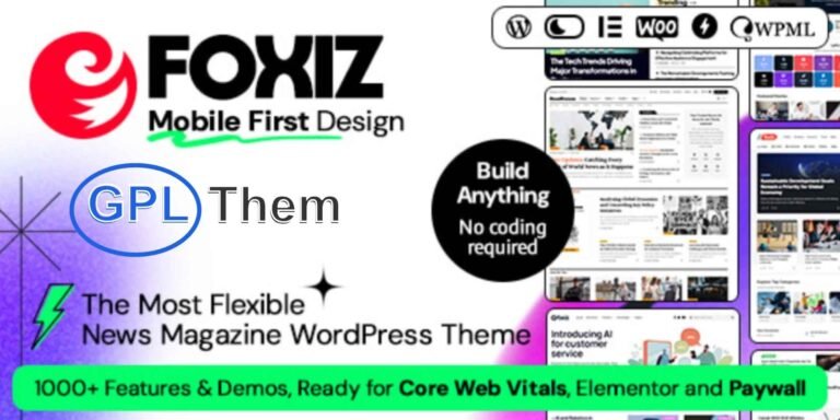 Foxiz – WordPress Theme for News, Magazine, and Blog Websites Foxiz is a powerful and modern WordPress theme designed specifically for news, magazine, blog, and publishing websites. It offers a complete suite of tools to help you create fast, SEO-friendly, and fully responsive content-driven platforms.