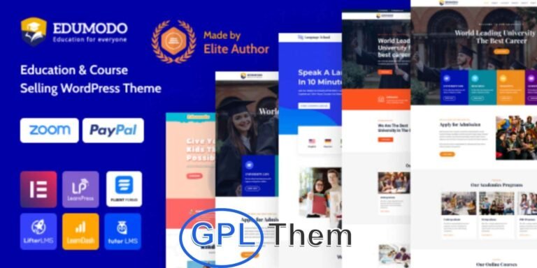 Edumodo – Education & LMS WordPress Theme Edumodo is a powerful and user-friendly WordPress education theme designed to help you build professional websites for schools, universities, online course platforms, and other educational institutions. Whether you're looking to create, teach, or sell online courses, Edumodo offers the perfect platform—with zero coding required.