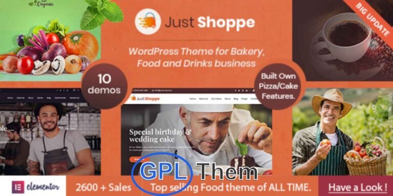 Justshoppe – Cake & Bakery WordPress Theme for WooCommerce Justshoppe is a beautifully crafted WordPress theme designed specifically for cake shops, bakeries, pastry stores, and food businesses. Built on the powerful Elementor Page Builder, it offers full customization with ease—no coding skills required.