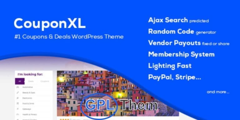 CouponXL – WordPress Theme for Deals, Discounts & Coupons CouponXL is a powerful and feature-rich WordPress theme designed specifically for creating coupon, discount, and deal websites. Whether you're building a daily deals platform, a coupon code website, or a promotional offer hub, CouponXL offers the ideal tools to help you launch and grow a revenue-generating site with ease.
