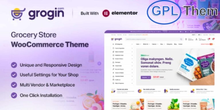 Grogin – Grocery Store WooCommerce WordPress Theme Grogin is a feature-rich and user-friendly WooCommerce WordPress theme designed specifically for grocery stores, organic food markets, online supermarkets, and multi-vendor food delivery platforms. Perfect for businesses selling fresh produce, packaged foods, agricultural products, and even non-food items like electronics, fashion, and toys.