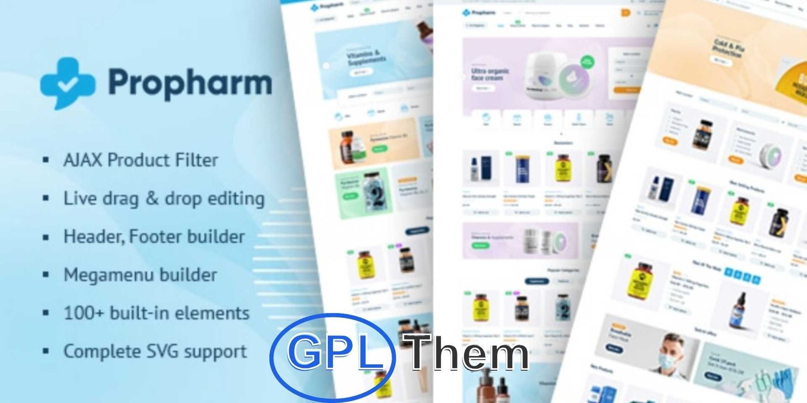 Propharm – Pharmacy & Medical WordPress WooCommerce Theme Propharm – Pharmacy & Medical WooCommerce WordPress Theme Propharm is a modern and professional WooCommerce WordPress theme specially crafted for online pharmacies and medical-related eCommerce websites. Built with flexibility in mind, Propharm features a wide range of pre-built homepage and product page layouts, offering extensive customization options to fit your brand’s identity.