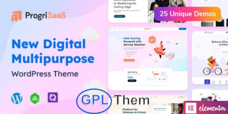 ProgriSaaS – SaaS & App Landing Page WordPress Theme ProgriSaaS is a powerful and modern WordPress theme designed specifically for SaaS platforms, software products, tech startups, mobile apps, hosting providers, cryptocurrency projects, and digital agencies. With its clean design and conversion-focused layouts, it’s the ideal solution for creating high-performing landing pages.