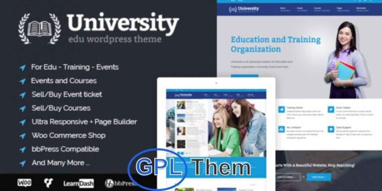 University – Education, Event, and Online Course WordPress Theme University is a powerful and modern WordPress theme designed specifically for educational institutions, online courses, training centers, and event management. Whether you're running a university, college, school, LMS platform, or offering educational events and programs, University offers everything you need to build a fully functional and user-friendly website.
