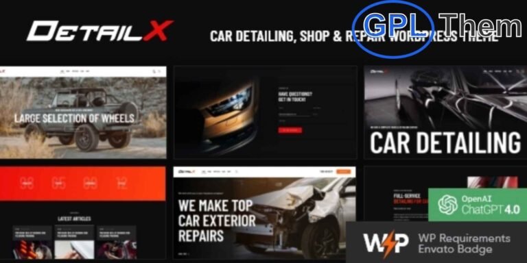 DetailX – Car Detailing, Auto Repair & Automotive WordPress Theme DetailX is a premium WordPress theme designed for car detailing, repair shops, auto service centers, and automotive businesses. Featuring a sleek and professional design, DetailX is perfect for car maintenance services, body shops, collision centers, car washes, garages, and vehicle workshops.