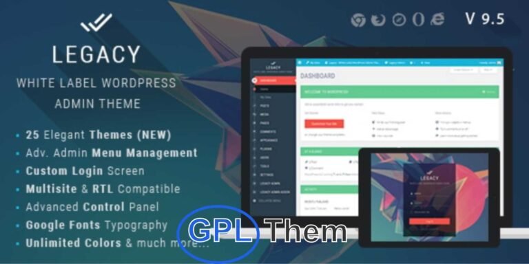 Legacy – Advanced White Label WordPress Admin Theme Legacy is a powerful and elegant white label WordPress admin theme designed to completely customize and enhance the WordPress dashboard experience. Ideal for developers, agencies, and freelancers, Legacy allows you to rebrand the WordPress admin area with your own logo, colors, and style—offering a professional and personalized backend for clients or team members.