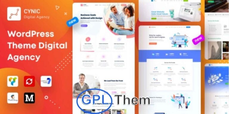 Agency Cynic – WordPress Theme for Digital & Startup Agencies Agency Cynic is a modern and professional WordPress theme crafted for digital agencies, creative studios, and startup companies offering web design, development, and online marketing services. Designed with performance and usability in mind, this theme helps agencies showcase their portfolio, promote services, and attract new clients effortlessly.