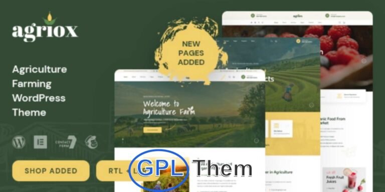 Agriox – Agriculture & Organic Farming WordPress Theme Agriox is a professionally designed WordPress theme built specifically for agricultural businesses, eco-farms, organic food producers, and green initiatives. Perfect for farms, farmers, agri-based startups, and sustainable food websites, Agriox combines clean design with powerful features to help you create a strong online presence.