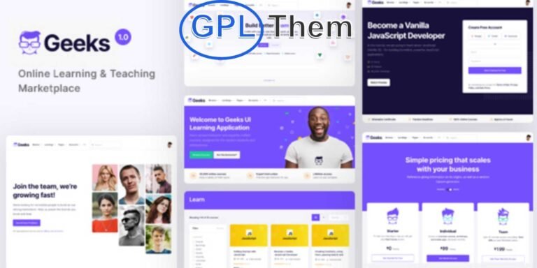 Geeks – Online Learning & Teaching Marketplace WordPress Theme Geeks is a powerful and modern WordPress theme designed for building online learning platforms and education marketplaces. Built with Tutor LMS—the fastest-growing Learning Management System plugin for WordPress—Geeks offers everything you need to create a professional eLearning website with ease.