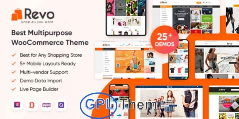Revo – Multipurpose WooCommerce WordPress Theme for Online Stores Revo is a versatile and feature-rich WooCommerce WordPress theme designed to suit any type of eCommerce website, including fashion shops, electronics stores, digital marketplaces, and more. With 5+ homepage layouts and a wide range of built-in eCommerce features, Revo makes it easy to create a modern, high-converting online store.