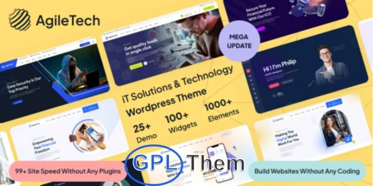 Agiletech – Multipurpose IT Solutions & Technology WordPress Theme Agiletech is a versatile and modern Elementor WordPress theme designed for businesses in the IT and technology sectors. Perfect for startups, digital agencies, software companies, tech service providers, network solutions, and app development firms, Agiletech offers everything you need to build a high-impact professional website.
