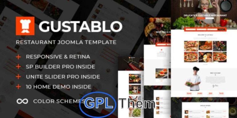 Gustablo – Premium Responsive WordPress Theme for Restaurants & Cafés Gustablo is a feature-rich, ultra-responsive, and retina-ready WordPress theme tailored for restaurants, cafés, bistros, bars, and pizzerias.