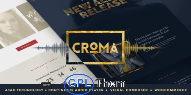 Croma – Responsive Music WordPress Theme with AJAX & Continuous Playback Croma is a premium WordPress theme designed for musicians, bands, DJs, music producers, and record labels who want to deliver an immersive and professional music experience online.