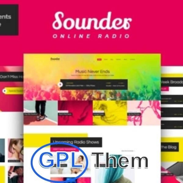 Sounder – Modern WordPress Theme for Online Radio & Music Industry Sounder is a vibrant and modern WordPress theme designed specifically for online radio stations, music bands, DJs, singers, artist agencies, and entertainment businesses. With its bold, colorful aesthetic and functional design, Sounder is perfect for showcasing music content and engaging your audience.
