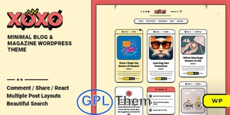 Xoxo – Stylish Blog & Magazine WordPress Theme (SEO-Optimized Rewrite) Xoxo is a beautifully crafted and modern WordPress theme for blogs and online magazines, designed for those who want to share content in a visually stunning way. Whether you're a fashion blogger, lifestyle influencer, beauty editor, health enthusiast, or creative designer, Xoxo delivers a professional look that elevates your personal brand.