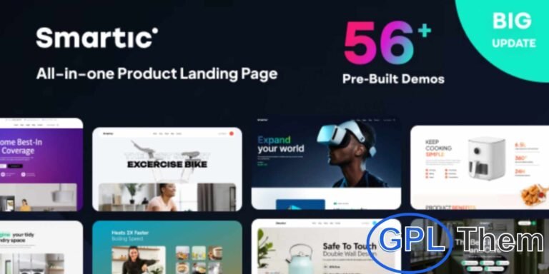 Smartic – Product Landing Page WooCommerce WordPress Theme (SEO Optimized) Smartic is a stylish and conversion-focused WooCommerce WordPress theme designed specifically for product landing pages. Ideal for promoting and selling single or multiple products, Smartic is fully integrated with the powerful WooCommerce plugin, making it easy to create a seamless online shopping experience.