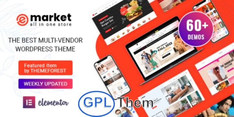 eMarket – All-in-One Multi-Vendor Marketplace Elementor WordPress Theme eMarket is a powerful and versatile WooCommerce WordPress theme designed for multi-vendor marketplaces and eCommerce websites. Developed by a Power Elite Author with over 12 years of web design expertise, eMarket features a modern, professional design tailored for high-converting online stores.