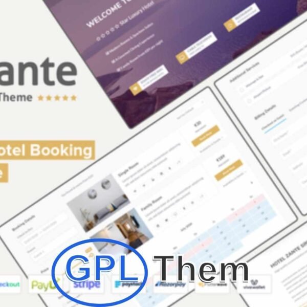 Hotel Zante – Hotel Booking & Reservation WordPress Theme Hotel Zante is a modern and elegant WordPress theme tailored for hotels, resorts, hostels, vacation rentals, and any type of accommodation service. Designed with user experience in mind, Zante includes a powerful online booking and reservation system that allows guests to easily check availability and make reservations directly from your website.