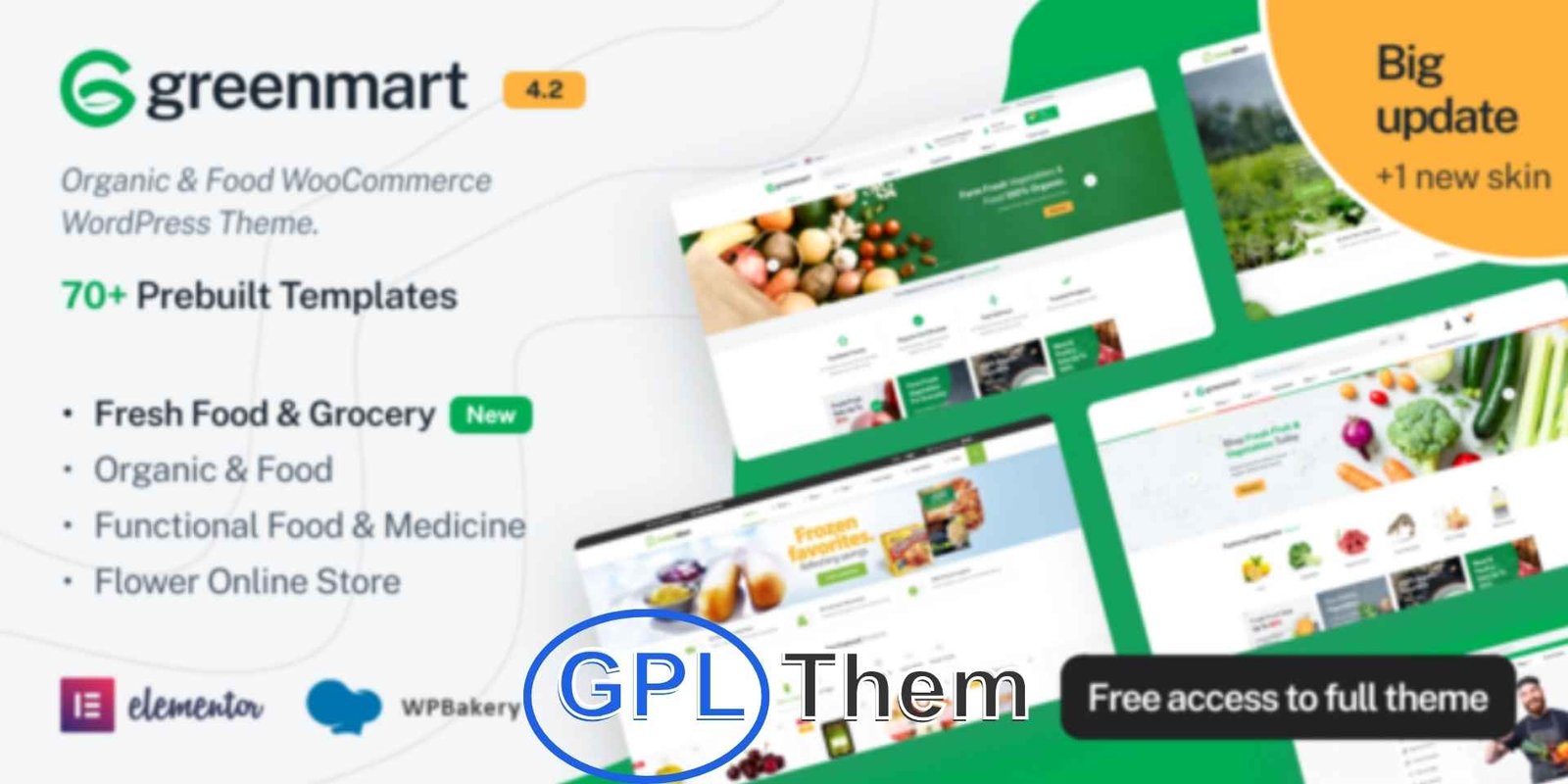 Greenmart – Organic & Food Woocommerce WordPress Theme GreenMart – Organic & Food WooCommerce WordPress Theme GreenMart is a modern and highly customizable WooCommerce WordPress theme designed specifically for organic food stores, grocery shops, farms, and health-focused eCommerce businesses. Built with flexibility in mind, GreenMart allows you to easily modify every aspect of your website using an intuitive Theme Options panel—no coding required.