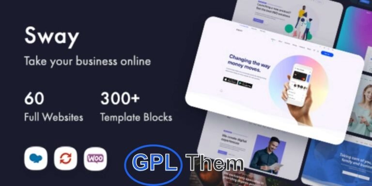 Sway – Modern Multi-Purpose WordPress Theme with WPBakery Page Builder Sway is a sleek and powerful multi-purpose WordPress theme designed to help businesses make a strong first impression. With over 60 industry-specific demo sites and more than 300 pre-designed template blocks, Sway offers unmatched flexibility and design freedom—perfect for startups, agencies, and corporate brands.