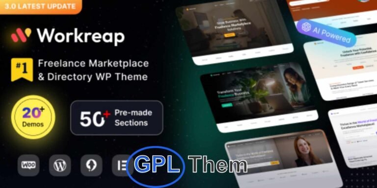 Workreap – Powerful Freelance Marketplace WordPress Theme Workreap is a feature-rich and professionally coded WordPress theme crafted for creating freelance marketplaces and service-based platforms.