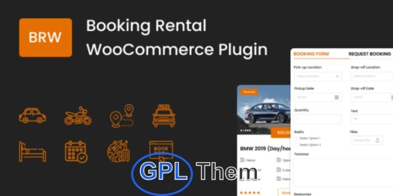BRW – WooCommerce Booking & Rental Plugin BRW – Booking Rental Plugin for WooCommerce is a powerful and flexible solution designed to support a wide range of rental and booking services. Built on WooCommerce, it offers full customization and seamless integration with your WordPress theme.