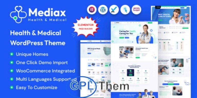 Mediax – Health & Medical WordPress Theme Mediax is a modern and flexible WordPress theme crafted specifically for healthcare professionals, medical clinics, hospitals, and wellness centers. Designed with a clean and professional aesthetic, Mediax ensures your medical website builds trust and credibility at first glance.