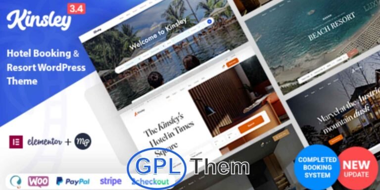 Kinsley – Hotel & Accommodation Booking WordPress Theme Kinsley is a modern and elegant Hotel WordPress theme designed specifically for hotels, resorts, vacation rentals, bed & breakfasts, guest houses, hostels, chalets, villas, and all types of accommodation businesses.
