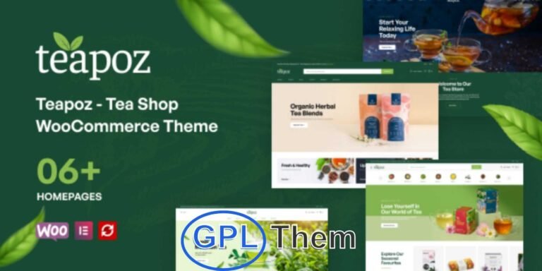 Teapoz – Elegant WooCommerce Theme for Online Tea Shops Teapoz is a beautifully crafted WooCommerce WordPress theme designed exclusively for tea shops, herbal stores, and beverage boutiques. Perfect for creating a visually appealing and fully functional eCommerce website, Teapoz helps you showcase and sell a wide range of teas with style and ease.