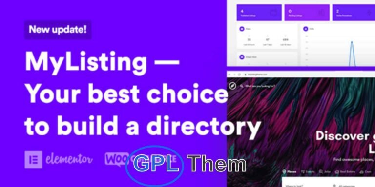 MyListing – Flexible Directory & Listing WordPress Theme MyListing is a powerful and highly customizable WordPress theme designed for building any type of directory or listing website—whether it's for businesses, events, services, or local guides. Built with the popular Elementor page builder, MyListing offers complete front-end design control, allowing you to create beautiful, functional pages with 50+ drag-and-drop elements—no coding needed.