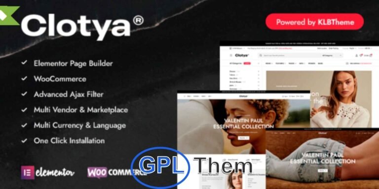 Clotya – Fashion Store & Clothing eCommerce WordPress Theme Clotya is a stylish and modern WooCommerce WordPress theme designed for building high-converting fashion and apparel eCommerce websites. Powered by Elementor and fully integrated with WooCommerce, Clotya makes it easy to launch your own online fashion boutique with a professional and responsive design.