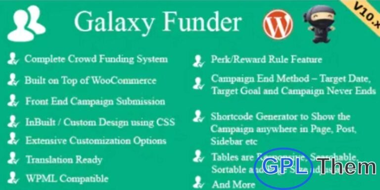 Galaxy Funder – WooCommerce Crowdfunding Plugin Galaxy Funder is a powerful Keep What You Raise crowdfunding system built on top of WooCommerce. This feature-rich plugin lets you launch and manage crowdfunding campaigns directly from your WooCommerce store—whether you're creating a dedicated fundraising platform or adding campaigns to an existing online shop.