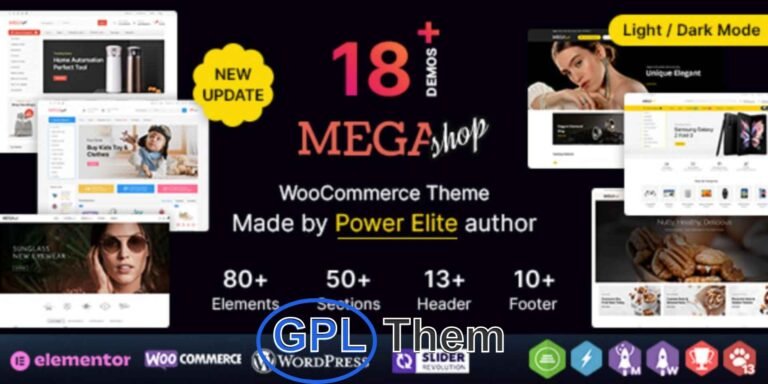 Mega Shop – Responsive WooCommerce WordPress Theme for Multipurpose Stores Mega Shop is a modern and highly customizable WooCommerce WordPress theme designed for electronics, cosmetics, fashion accessories, megastores, and a wide range of multipurpose eCommerce websites. Built on the WooCommerce platform, it offers a sleek, clean, and professional design that enhances user experience and maximizes conversions.