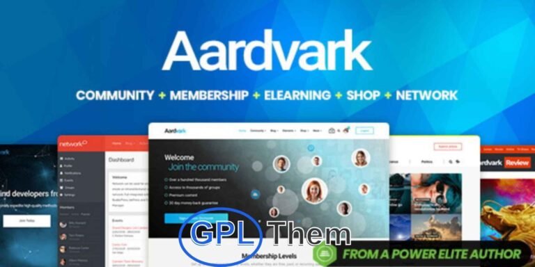 Aardvark – BuddyPress, Membership & Community WordPress Theme Aardvark is a powerful and versatile WordPress theme designed specifically for creating online communities, membership sites, and eLearning platforms. Built by a trusted elite author with a focus on BuddyPress integration, Aardvark is the ideal solution for building social networks, private forums, paid memberships, and online course websites—all without writing a single line of code.
