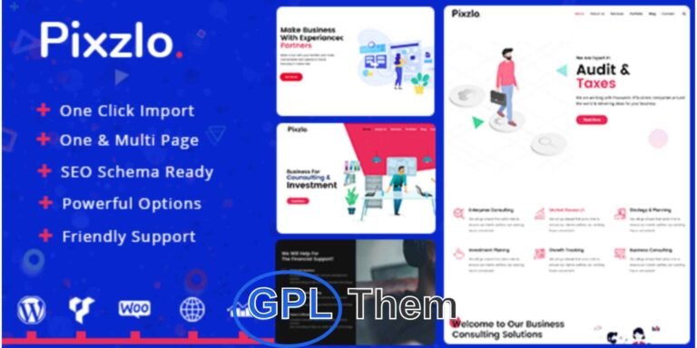 Pixzlo – Creative WordPress Theme for Startups, Agencies & Professionals Pixzlo is a sleek, modern, and fully responsive WordPress theme designed for professionals in tech, startups, SaaS, digital marketing, and creative industries. With its clean design and high-performance framework, Pixzlo is the ideal solution for building landing pages, business websites, or agency portfolios.