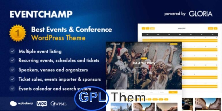 Event Champ – Multi-Event & Conference WordPress Theme Event Champ is a powerful and versatile WordPress theme designed for managing multiple events, conferences, exhibitions, seminars, summits, and workshops with ease. Whether you're hosting corporate meetups, educational conventions, or trade shows, Event Champ offers a complete solution to organize, promote, and monetize your events online.