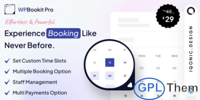 WPBookit – WordPress Appointment Booking Plugin WPBookit is a powerful and user-friendly appointment booking plugin for WordPress, built to simplify your scheduling process and improve customer experience. Whether you run a small business or a large enterprise, WPBookit makes it easy to accept and manage appointments directly from your website.