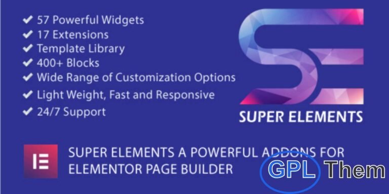 Super Elements – Addons for Elementor Super Elements is a feature-rich addon pack designed exclusively for the Elementor Page Builder. It brings advanced customization options and beautifully crafted widgets that empower you to create stunning, responsive websites effortlessly and in less time.