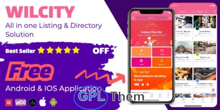 Wilcity – Directory Listing WordPress Theme with Android & iOS App Support Wilcity is a feature-rich and mobile-ready WordPress theme designed for building professional directory and listing websites. Ideal for creating business directories, local guides, service listings, or classified platforms, Wilcity includes seamless integration with Android and iOS apps—making your directory accessible on every device.