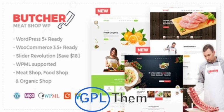 Butcher – Meat Shop & Organic Food WooCommerce WordPress Theme Butcher is a clean, modern, and fully responsive WooCommerce WordPress theme tailored for meat shops, organic food stores, butcheries, grocery markets, and vegetable stores. Designed for businesses that need a feature-rich and visually appealing online presence, Butcher offers the flexibility to build a professional eCommerce website with ease.
