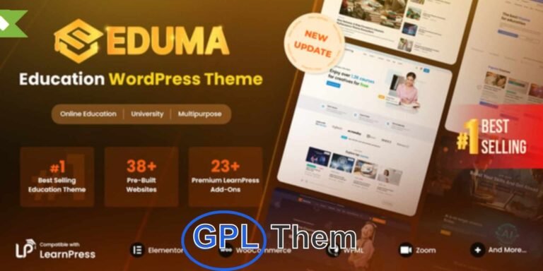 Eduma – Powerful Education & LMS WordPress Theme Eduma is a top-rated education WordPress theme, built on the popular LearnPress LMS plugin developed by ThimPress. Designed for schools, universities, training centers, online course platforms, and instructors, Eduma delivers a seamless and comprehensive eLearning experience.