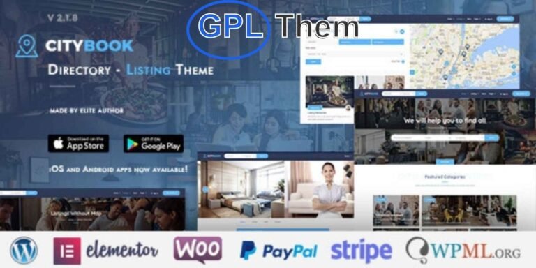 CityBook – Modern Directory & Listing WordPress Theme CityBook is a stylish and responsive directory and listing WordPress theme ideal for creating professional local or global directory websites. Designed with a clean, modern layout, CityBook makes it easy to create, manage, and monetize your own online listing platform.