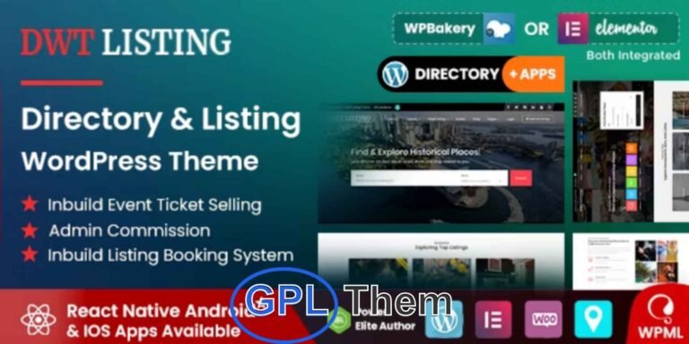 DWT Listing – Flexible Directory & Listing WordPress Theme DWT Listing is a powerful and fully customizable WordPress directory theme that lets you build any type of listing or directory website with ease—no coding required.