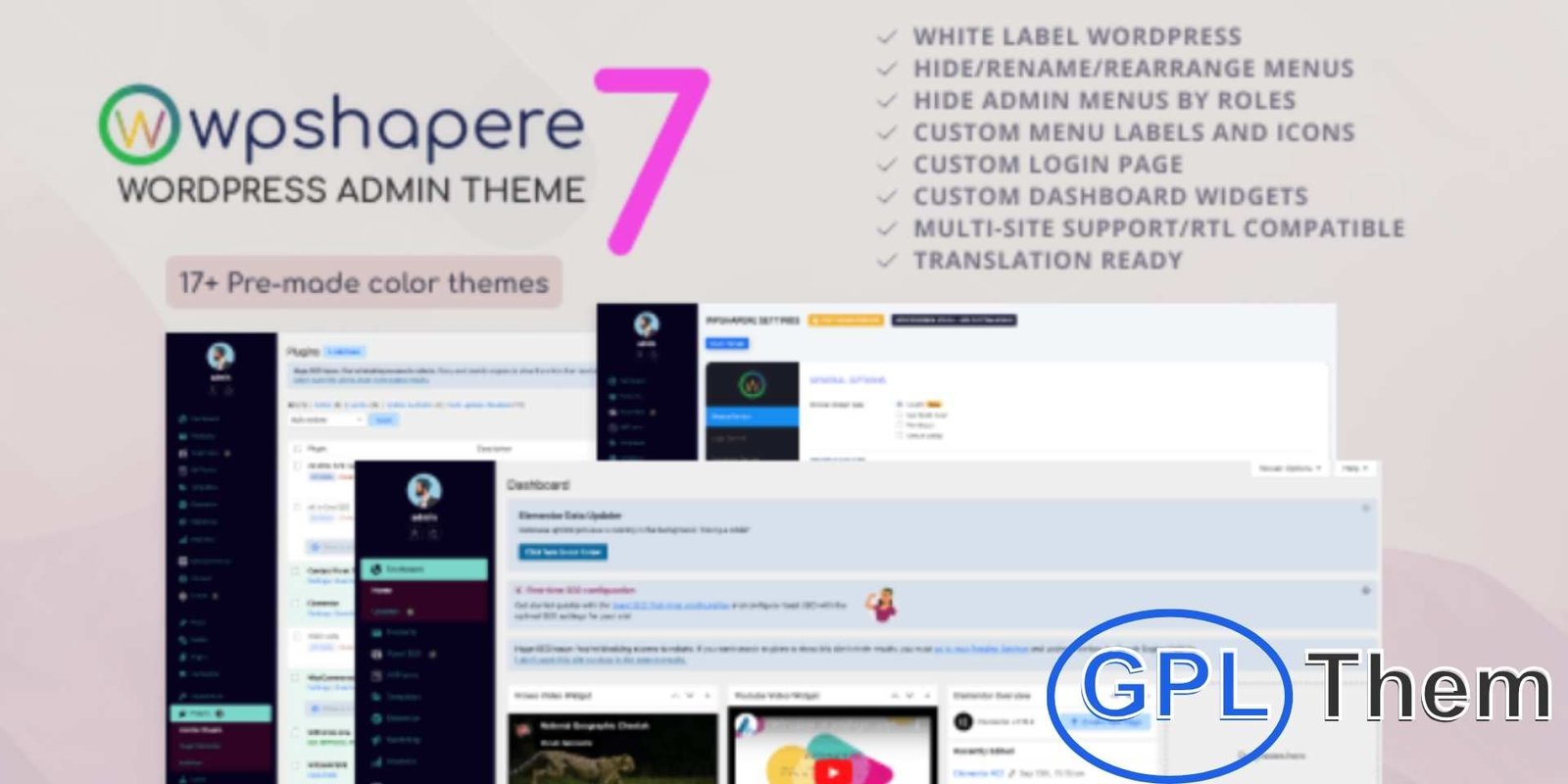 WPShapere – WordPress Admin Theme WPShapere – Customizable WordPress Admin Theme & White Label Plugin WPShapere is a powerful WordPress admin theme plugin designed to fully customize and white-label the WordPress dashboard. Ideal for developers, agencies, and freelancers, WPShapere lets you deliver a completely branded admin experience tailored to your clients.