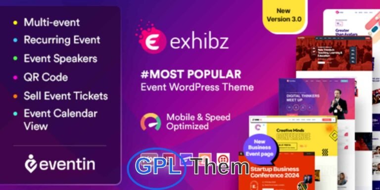Exhibz – Event & Conference WordPress Theme Exhibz is a modern and feature-rich WordPress theme designed specifically for events, conferences, seminars, meetups, workshops, and festivals. Whether you're planning a business summit, educational conference, food festival, or any type of event, Exhibz offers the perfect platform to showcase and manage it professionally.