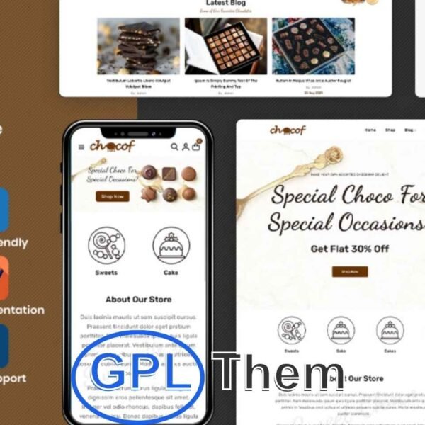 Chocof – Chocolate, Sweets & Bakery Elementor WooCommerce Theme Chocof is a beautifully designed WordPress Elementor theme crafted specifically for chocolate shops, candy stores, bakeries, pastry shops, confectioneries, cake stores, and coffee shops.