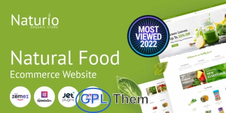 Naturio – Organic Food Store WooCommerce Elementor Theme Naturio is a feature-rich and visually appealing WooCommerce WordPress theme designed for organic food shops, grocery stores, health food brands, and eco-friendly eCommerce businesses. Built with the Elementor page builder, Naturio makes it easy to create and customize interactive, high-converting store layouts without writing any code.