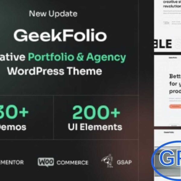 Geekfolio – Creative Portfolio & Agency WordPress Theme Geekfolio is a modern and versatile WordPress theme built with Elementor, ideal for creative portfolios, digital agencies, freelancers, startups, blogs, and content-driven websites. Fully responsive and powered by the Bootstrap framework, Geekfolio ensures your site looks stunning on all devices.